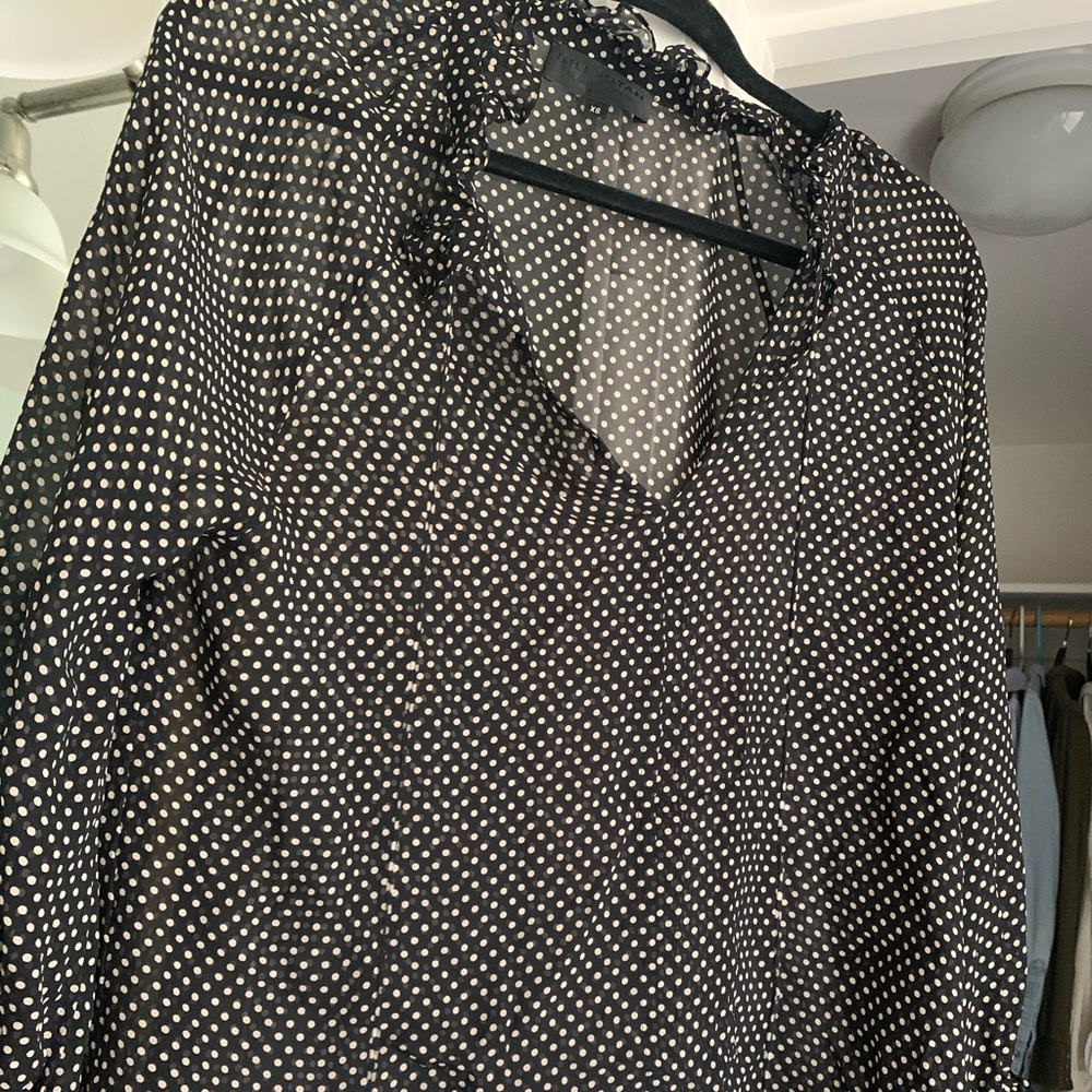 Nili Lotan polka dot top silk chiffon